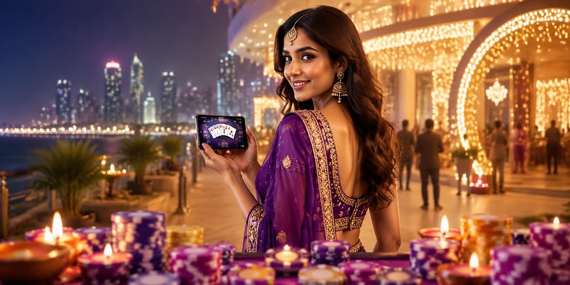 Players enjoying poker game during Diwali festival